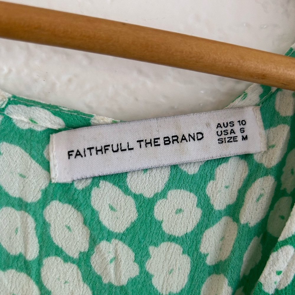 Faithfull the Brand La Barben Mini Dress Cora Floral green Sz M  babydoll rayon - Picture 12 of 13
